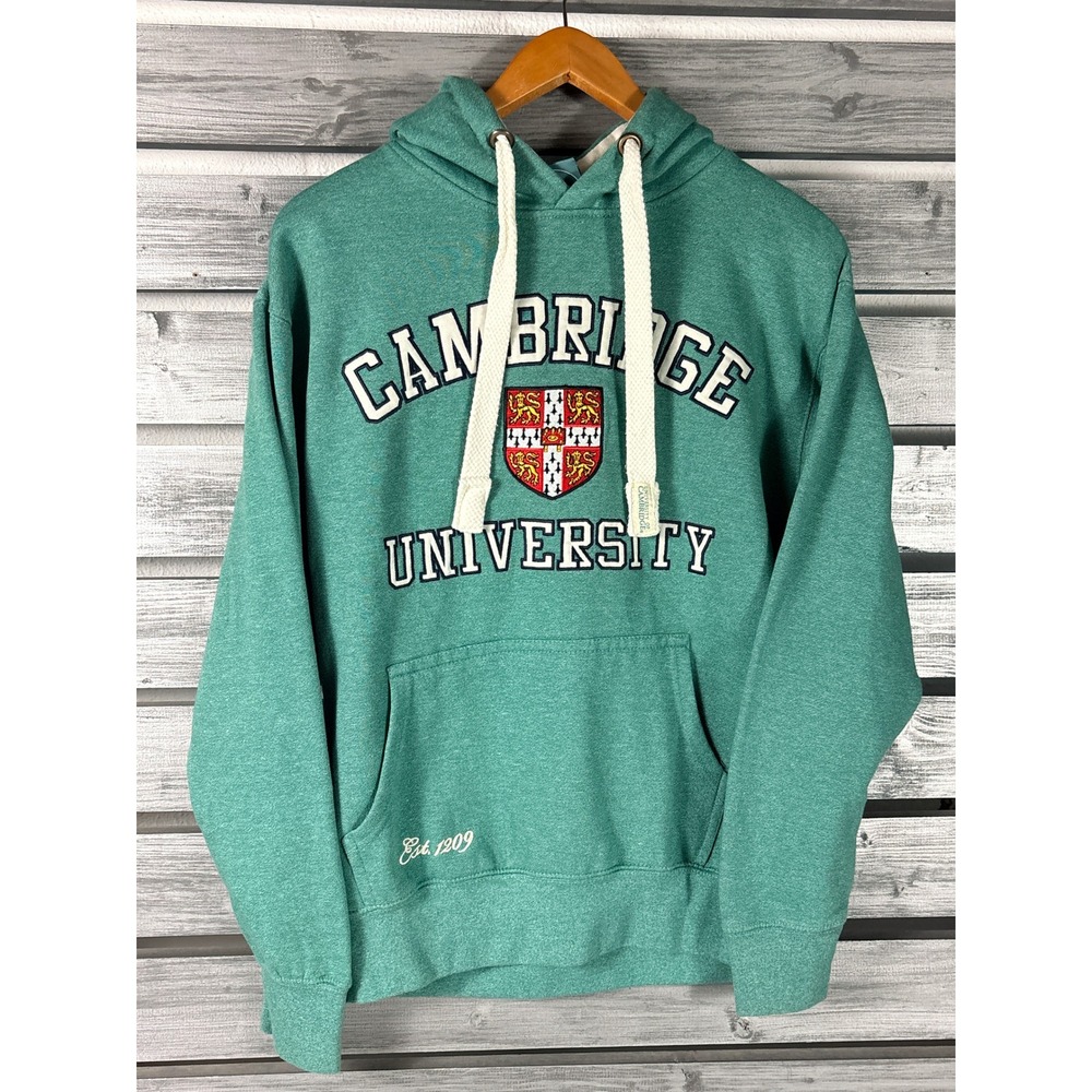 Cambridge University Hoodie Mens M Green Teal Embroidered Sweatshirt NICE